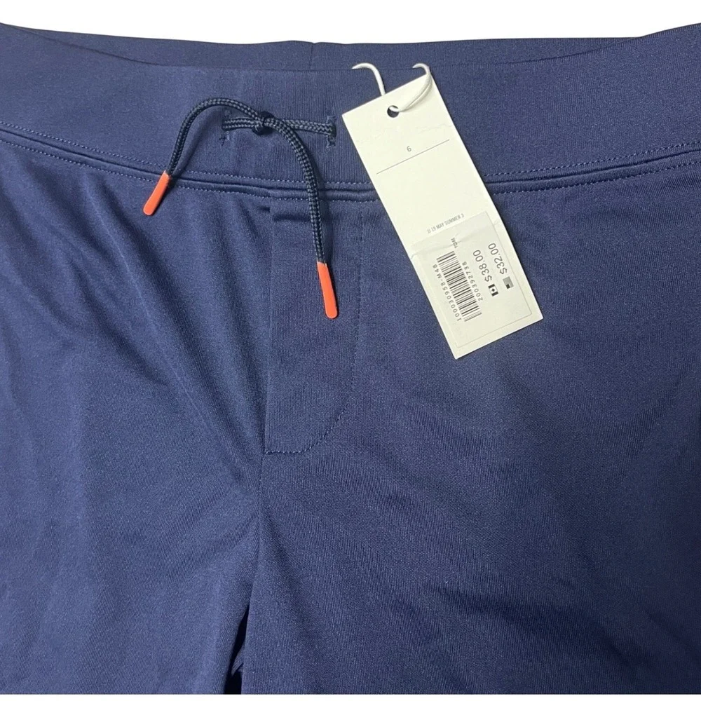 Janie and Jack Boys Navy Blue Orange Stripe Athletic Shorts Size 6 NWT